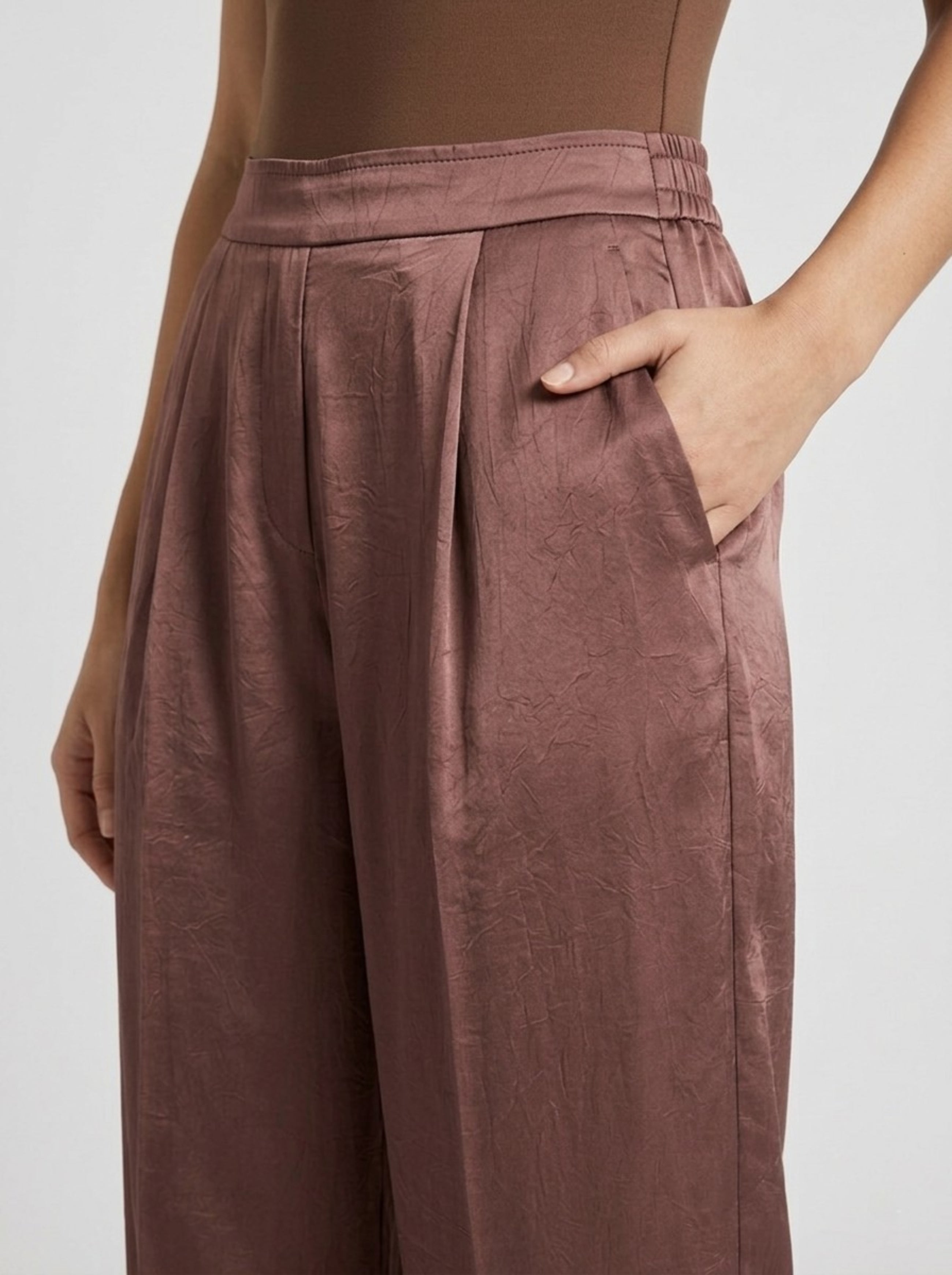 Rosewood Pleated Satin Pants