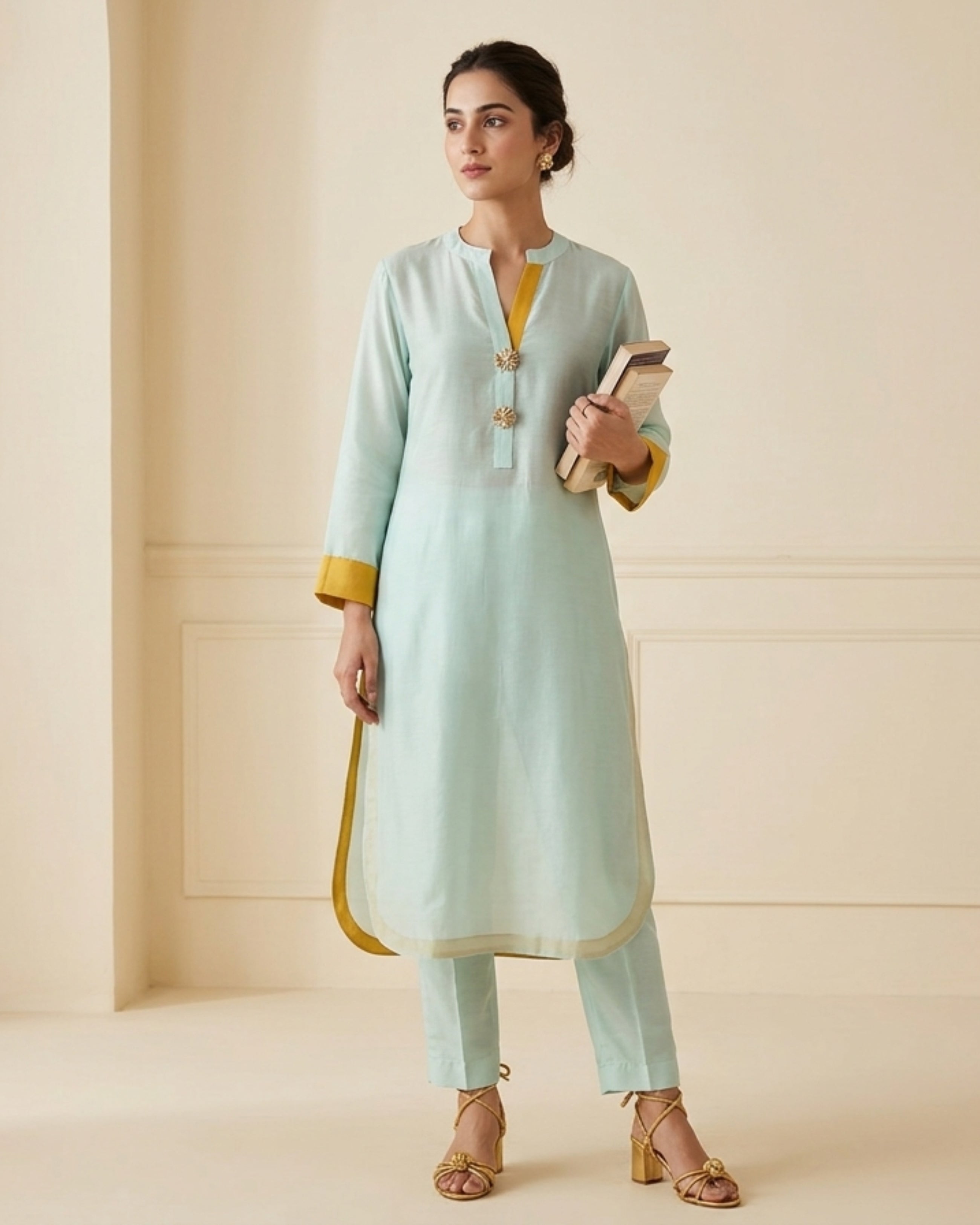 Sky & Saffron Chanderi Set