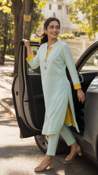 Sky & Saffron Chanderi Set