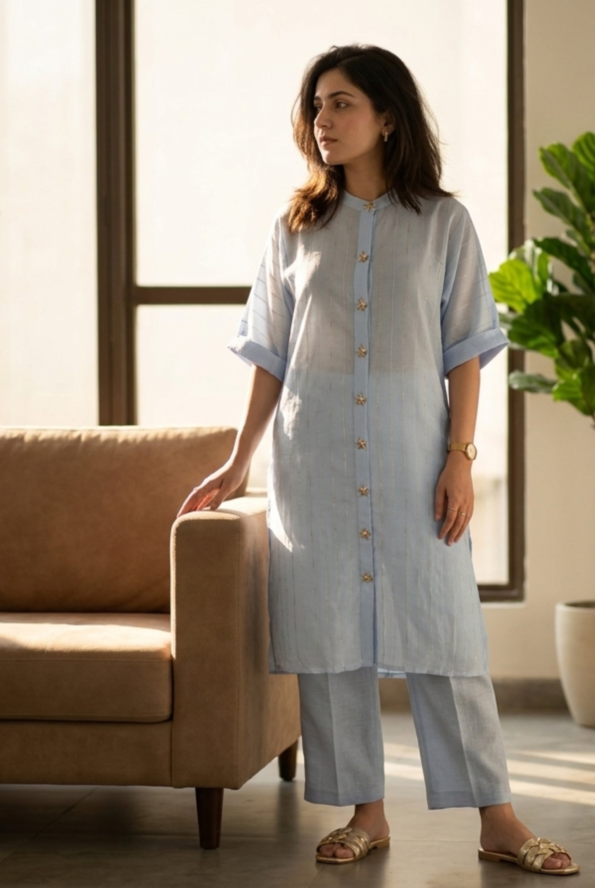 Starfish Mul Chanderi Kurta Set