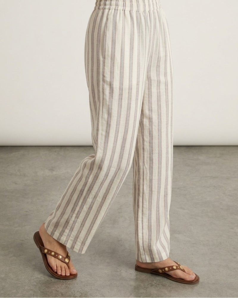 Oatmeal Stripe Wide-Leg Pants