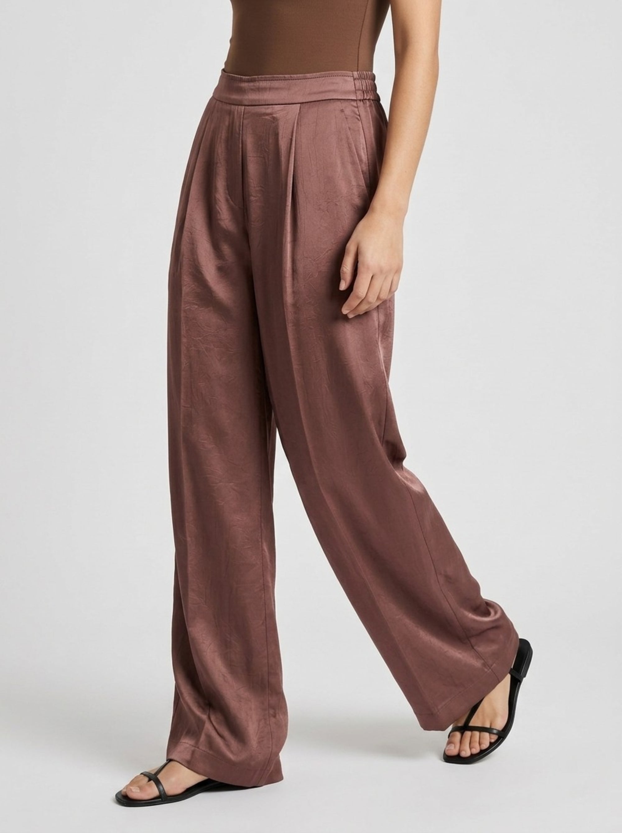 Rosewood Pleated Satin Pants