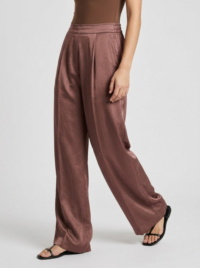 Rosewood Pleated Satin Pants