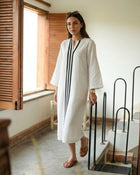 Stripe Placket Shift Dress (WHITE)