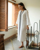 Stripe Placket Shift Dress (WHITE)
