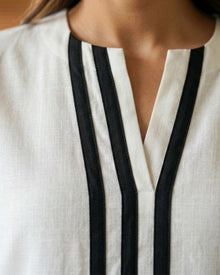 Stripe Placket Shift Dress (WHITE)