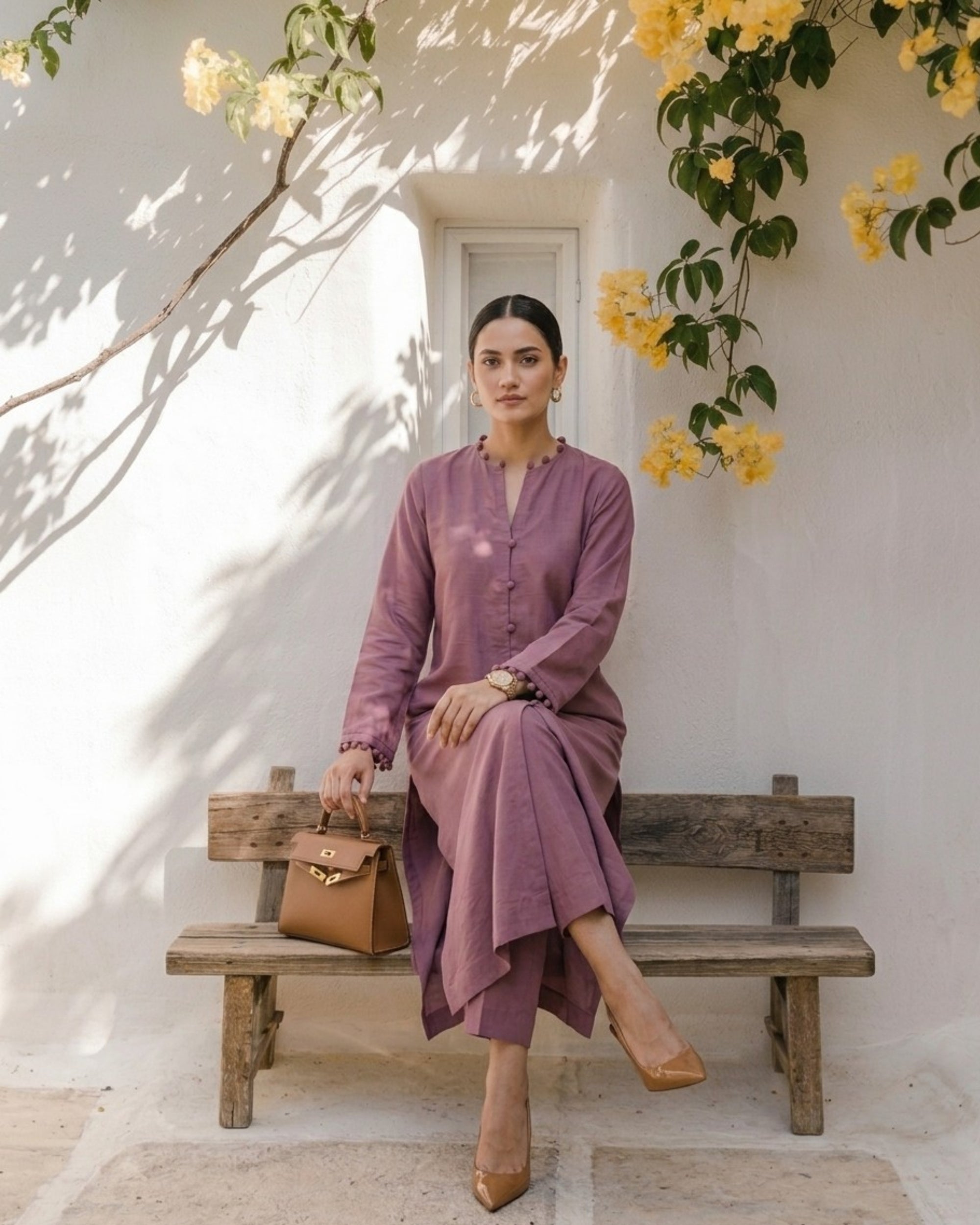The Mauve Pom-Pom Kurta Set