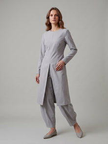 Slit-Front Tunic & Cocoon Pants