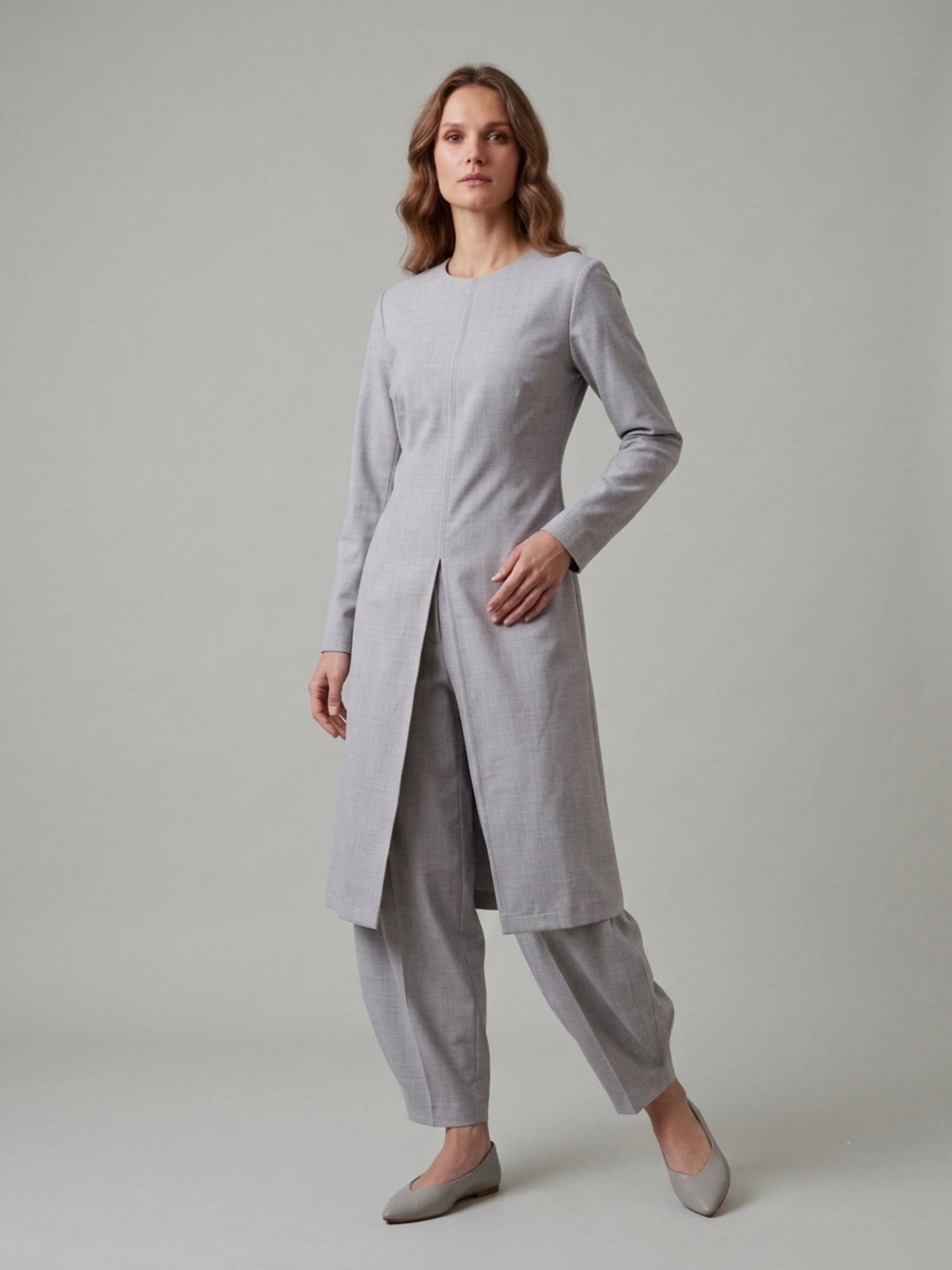 Slit-Front Tunic & Cocoon Pants
