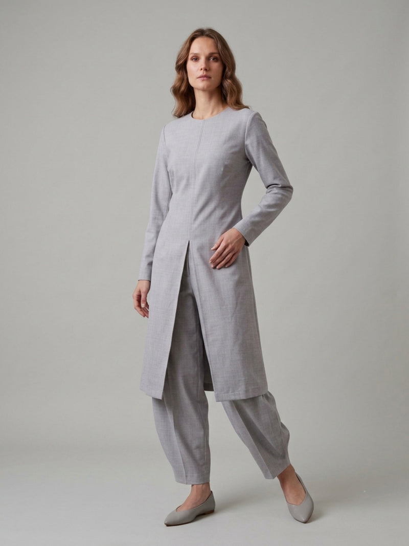 Slit-Front Tunic & Cocoon Pants