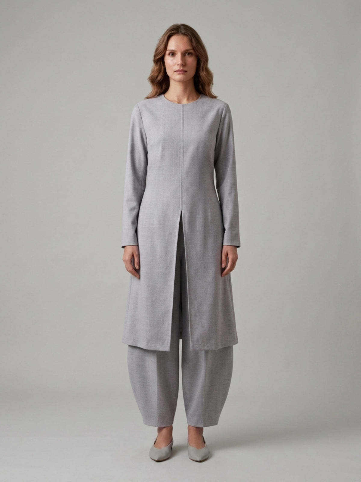 Slit-Front Tunic & Cocoon Pants