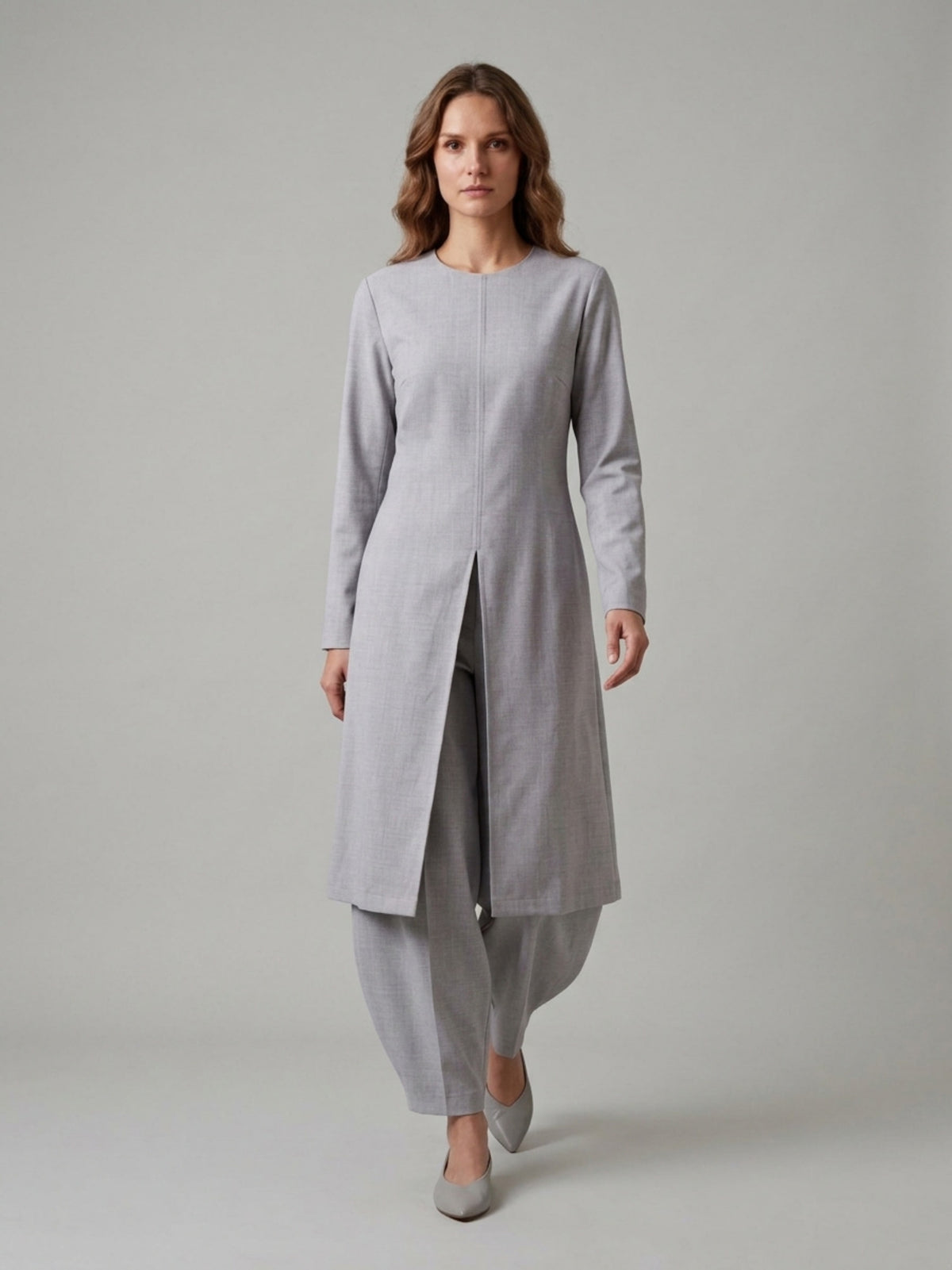 Slit-Front Tunic & Cocoon Pants
