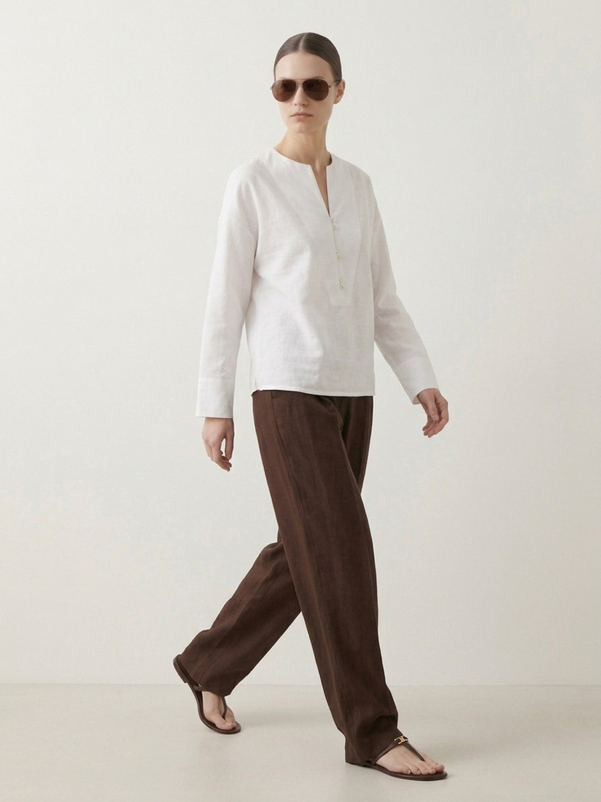 The Linen V-Neck Popover
