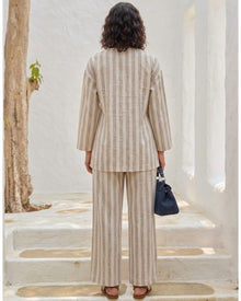 Oatmeal Stripe Kurta Set