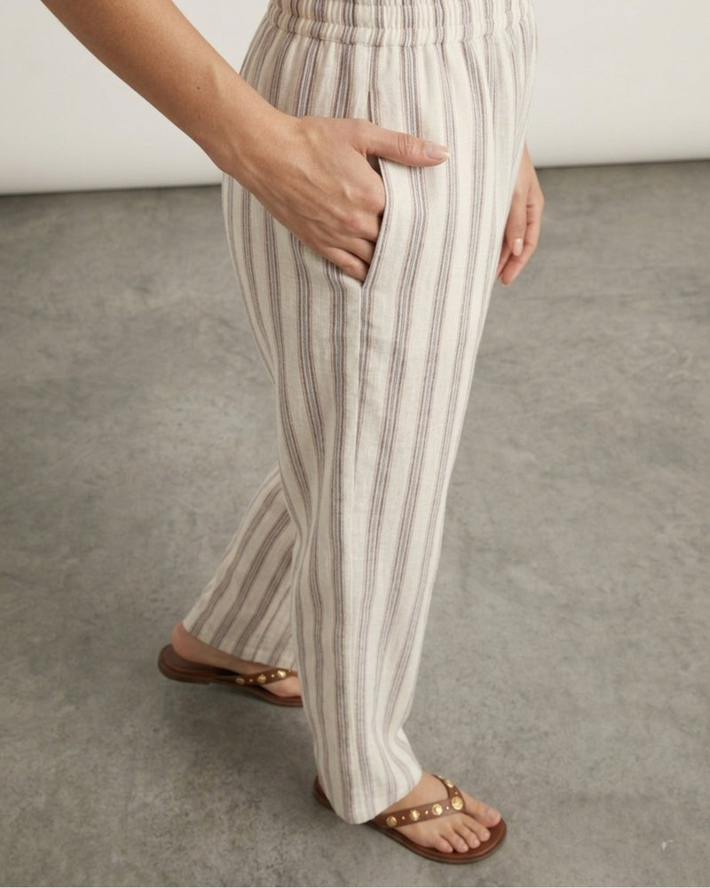 Oatmeal Stripe Wide-Leg Pants