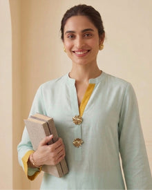 Sky & Saffron Chanderi Set