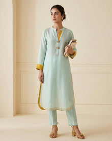Sky & Saffron Chanderi Set