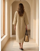 Stripe Placket Shift Dress