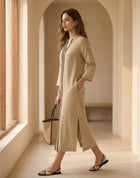 Stripe Placket Shift Dress