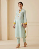 Sky & Saffron Chanderi Set