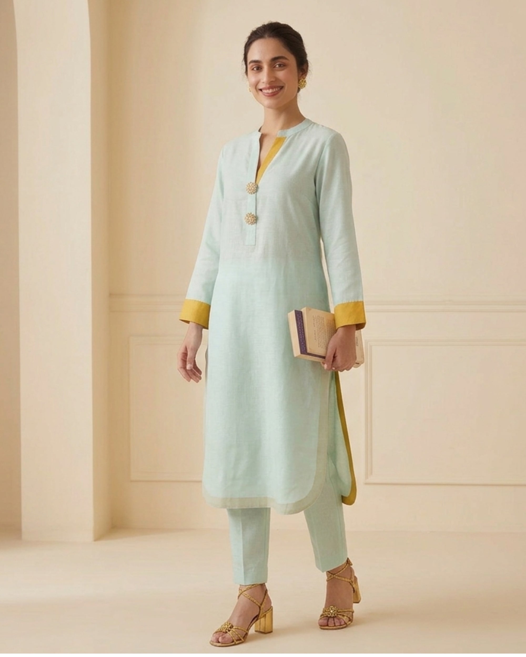 Sky & Saffron Chanderi Set