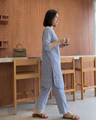 Chambray Kurta & Pants with Lace Detail