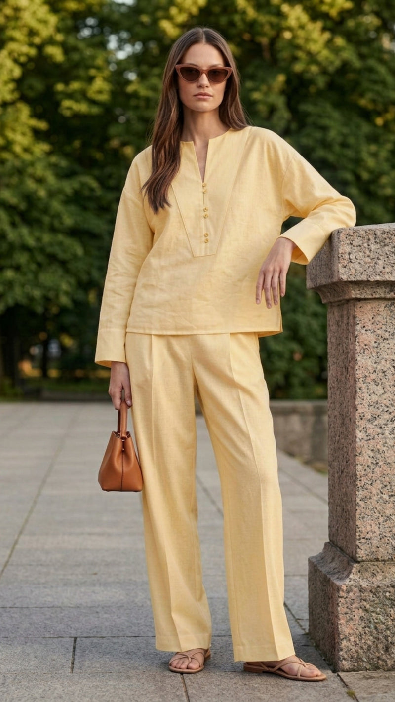 Linen Popover Co-ord — Butter Yellow