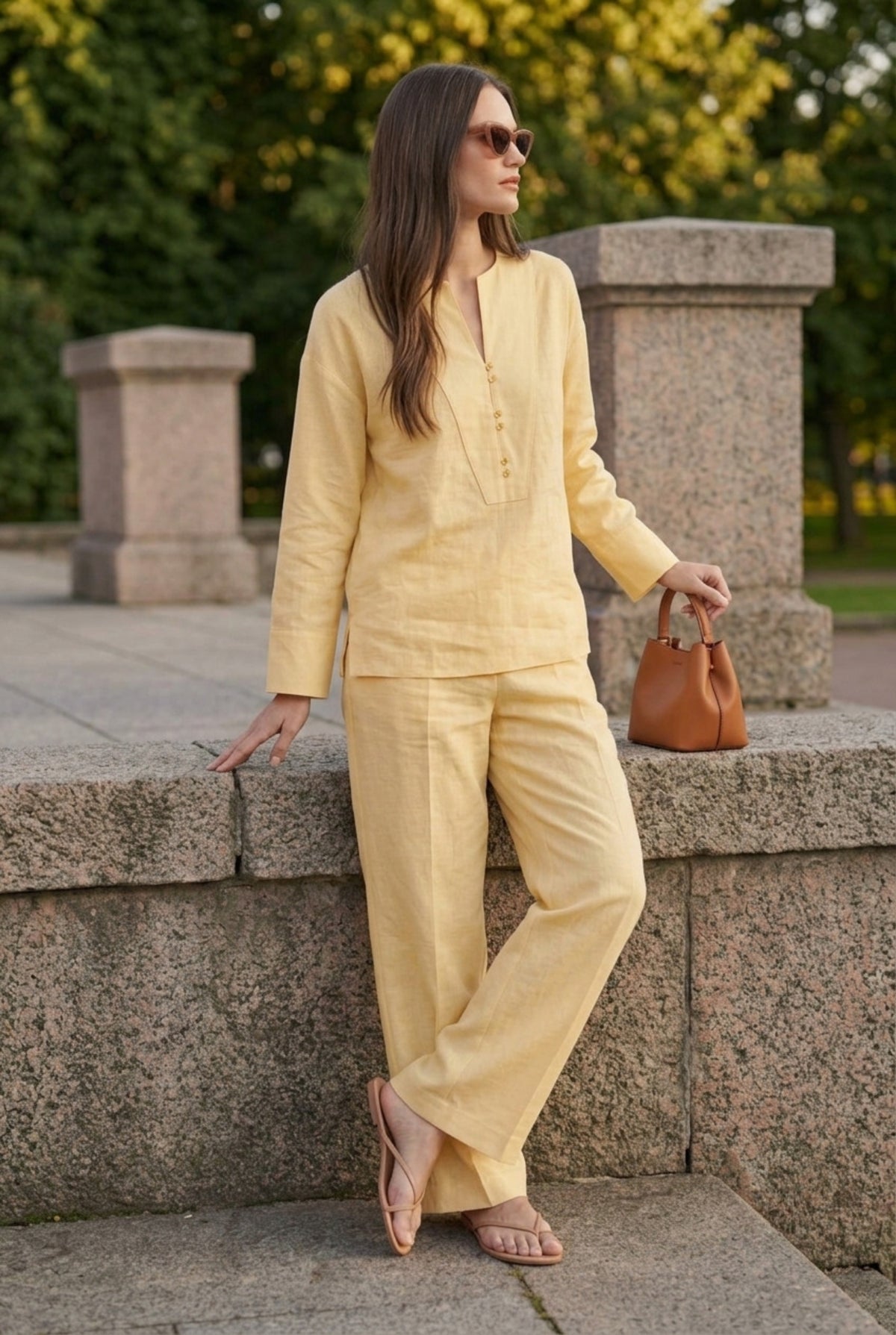 Linen Popover Co-ord — Butter Yellow