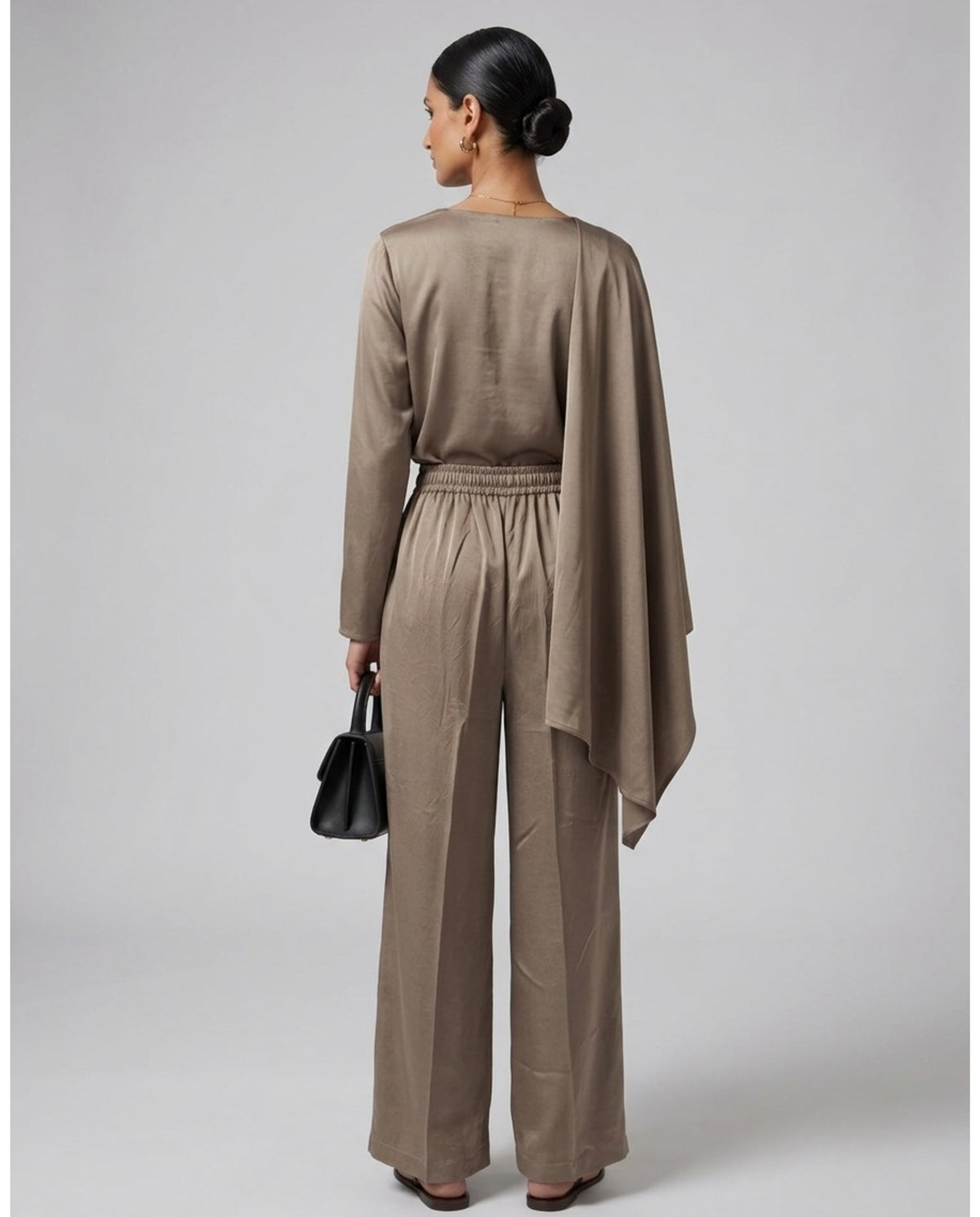 The Taupe Drape Satin Set